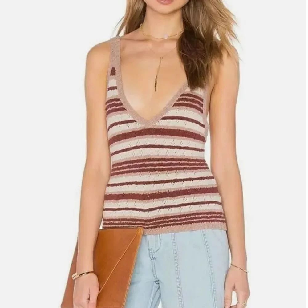 Free People Ditsy Stripe Knit Tank Top Cami XS